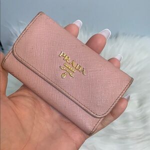 Authentic Prada pink key and card holder only 2 hooks